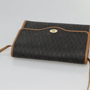 Christian Dior Honeycomb Canvas Shoulder Bag PVC Black Gold Auth sw452-6