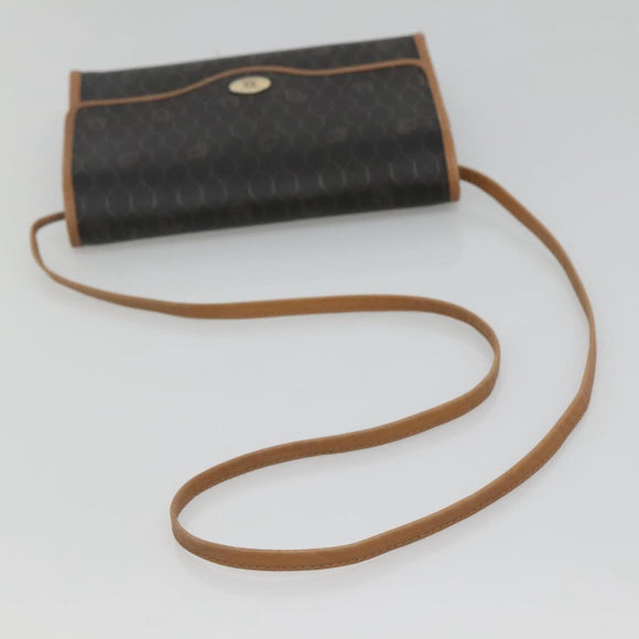 Christian Dior Honeycomb Canvas Shoulder Bag PVC Black Gold Auth sw452
