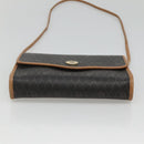 Christian Dior Honeycomb Canvas Shoulder Bag PVC Black Gold Auth sw452-5