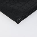 SAINT LAURENT Clutch Bag Leather Black Silver Auth sw455-16