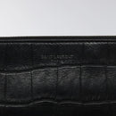SAINT LAURENT Clutch Bag Leather Black Silver Auth sw455-17