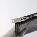 SAINT LAURENT Clutch Bag Leather Black Silver Auth sw455-8