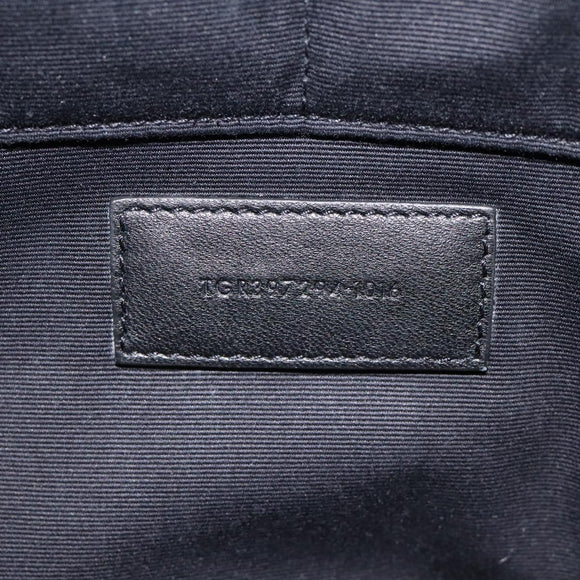 SAINT LAURENT Clutch Bag Leather Black Silver Auth sw455