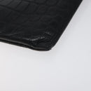 SAINT LAURENT Clutch Bag Leather Black Silver Auth sw455-7