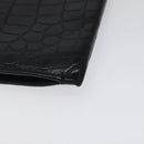 SAINT LAURENT Clutch Bag Leather Black Silver Auth sw455-14
