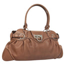 Salvatore Ferragamo Gancini Shoulder Bag Leather Beige Silver Auth sw460-1