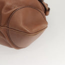 Salvatore Ferragamo Gancini Shoulder Bag Leather Beige Silver Auth sw460-14