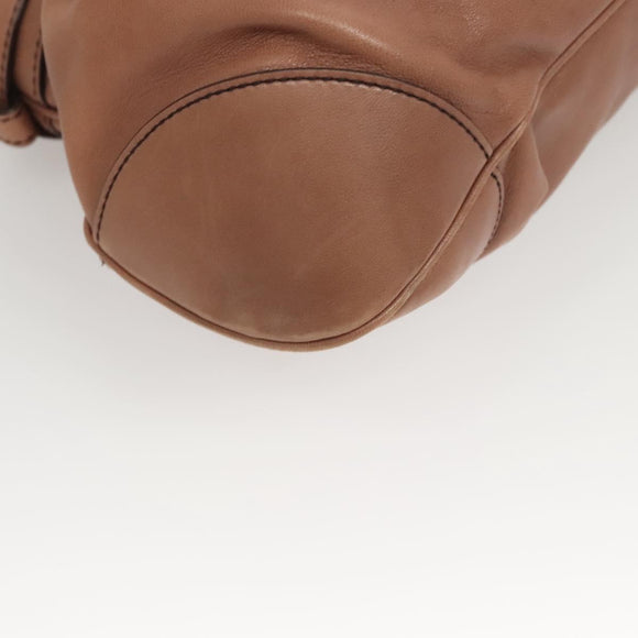 Salvatore Ferragamo Gancini Shoulder Bag Leather Beige Silver Auth sw460