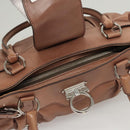 Salvatore Ferragamo Gancini Shoulder Bag Leather Beige Silver Auth sw460-10