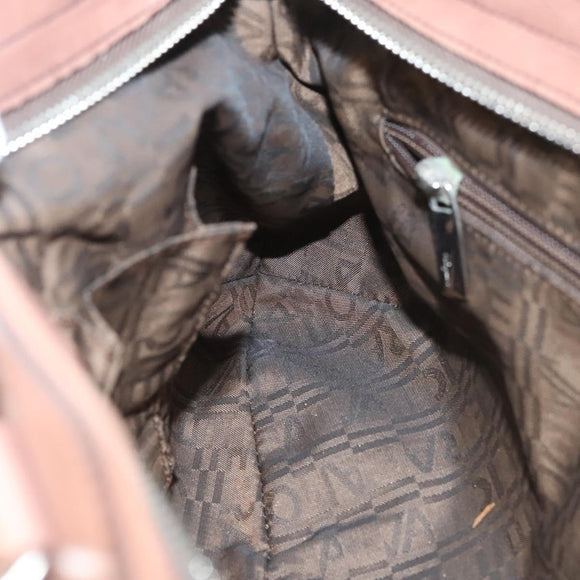 Salvatore Ferragamo Gancini Shoulder Bag Leather Beige Silver Auth sw460