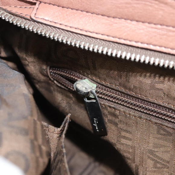 Salvatore Ferragamo Gancini Shoulder Bag Leather Beige Silver Auth sw460