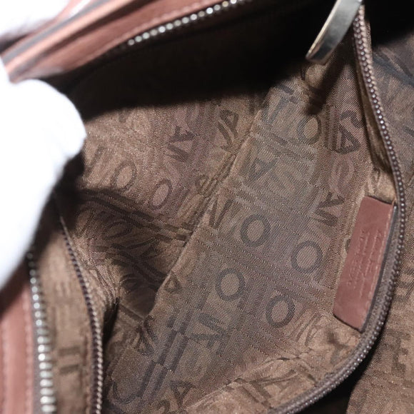 Salvatore Ferragamo Gancini Shoulder Bag Leather Beige Silver Auth sw460