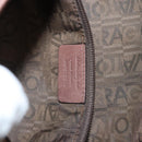 Salvatore Ferragamo Gancini Shoulder Bag Leather Beige Silver Auth sw460-12