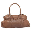 Salvatore Ferragamo Gancini Shoulder Bag Leather Beige Silver Auth sw460-2