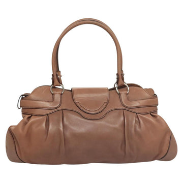 Salvatore Ferragamo Gancini Shoulder Bag Leather Beige Silver Auth sw460 - 0