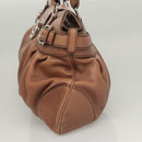 Salvatore Ferragamo Gancini Shoulder Bag Leather Beige Silver Auth sw460-3