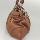 Salvatore Ferragamo Gancini Shoulder Bag Leather Beige Silver Auth sw460-4