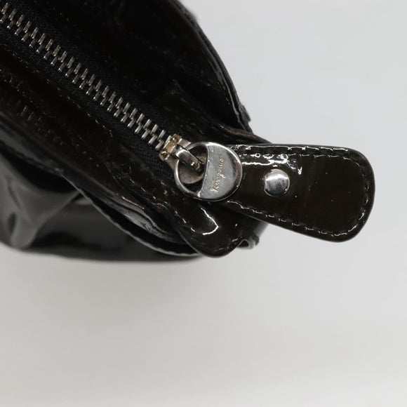 Salvatore Ferragamo Gancini Shoulder Bag Enamel Brown Silver Auth sw461