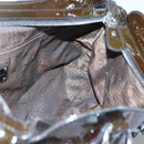 Salvatore Ferragamo Gancini Shoulder Bag Enamel Brown Silver Auth sw461-20