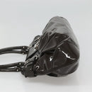 Salvatore Ferragamo Gancini Shoulder Bag Enamel Brown Silver Auth sw461-3