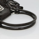 Salvatore Ferragamo Gancini Shoulder Bag Enamel Brown Silver Auth sw461-8