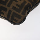 FENDI Zucca Canvas Shoulder Bag Black Brown gold Auth sw462-14
