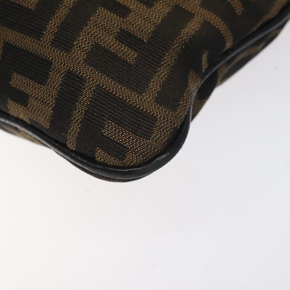 FENDI Zucca Canvas Shoulder Bag Black Brown gold Auth sw462