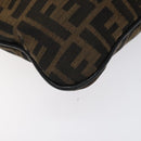 FENDI Zucca Canvas Shoulder Bag Black Brown gold Auth sw462-15