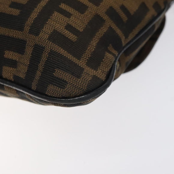 FENDI Zucca Canvas Shoulder Bag Black Brown gold Auth sw462