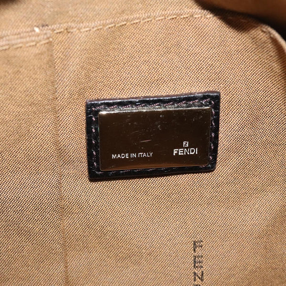 FENDI Zucca Canvas Shoulder Bag Black Brown gold Auth sw462