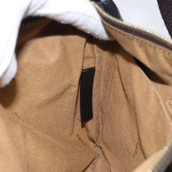 FENDI Zucca Canvas Shoulder Bag Black Brown gold Auth sw462