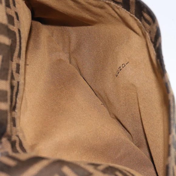 FENDI Zucca Canvas Shoulder Bag Black Brown gold Auth sw462