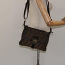 FENDI Zucca Canvas Shoulder Bag Black Brown gold Auth sw462-23