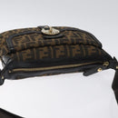 FENDI Zucca Canvas Shoulder Bag Black Brown gold Auth sw462-6