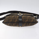 FENDI Zucca Canvas Shoulder Bag Black Brown gold Auth sw462-5