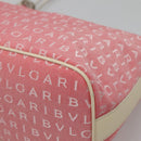 BVLGARI Logo Mania Shoulder Bag Canvas Pink Silver Auth sw464-9