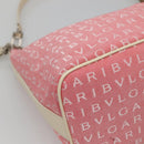 BVLGARI Logo Mania Shoulder Bag Canvas Pink Silver Auth sw464-14