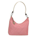 BVLGARI Logo Mania Shoulder Bag Canvas Pink Silver Auth sw464-1