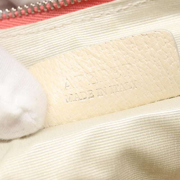 BVLGARI Logo Mania Shoulder Bag Canvas Pink Silver Auth sw464