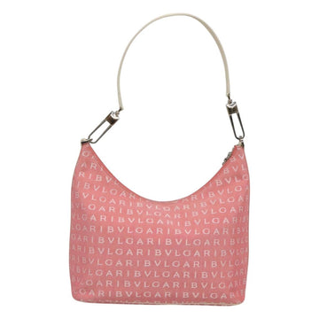 BVLGARI Logo Mania Shoulder Bag Canvas Pink Silver Auth sw464 - 0
