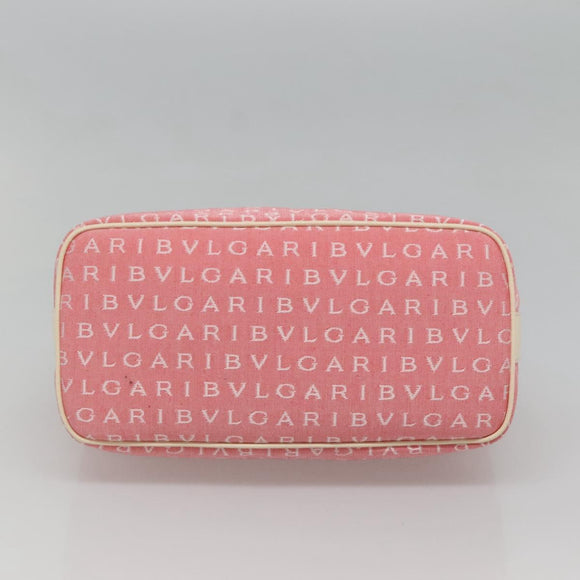 BVLGARI Logo Mania Shoulder Bag Canvas Pink Silver Auth sw464