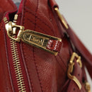 SAINT LAURENT Downtown Shoulder Bag Enamel Red Gold Auth sw465-17