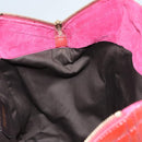 SAINT LAURENT Downtown Shoulder Bag Enamel Red Gold Auth sw465-20