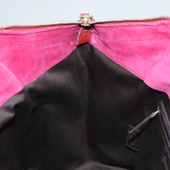 SAINT LAURENT Downtown Shoulder Bag Enamel Red Gold Auth sw465