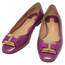 Salvatore Ferragamo Pumps shoes Leather Purple Gold Auth sw478-1