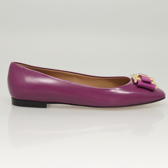 Salvatore Ferragamo Pumps shoes Leather Purple Gold Auth sw478