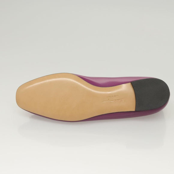 Salvatore Ferragamo Pumps shoes Leather Purple Gold Auth sw478
