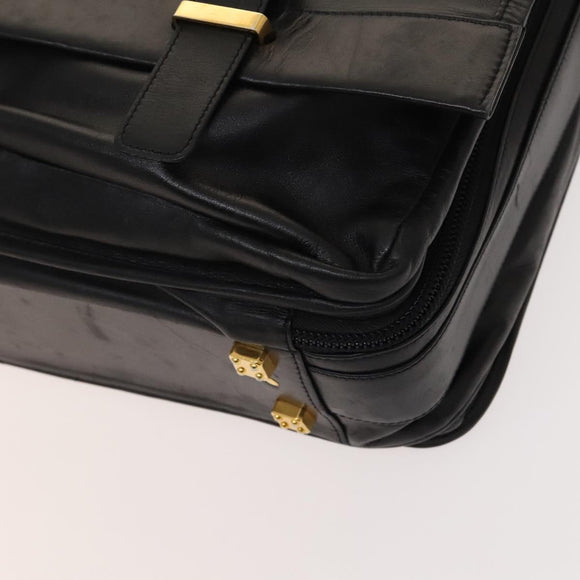 LOEWE Anagram Business Bag Leather 2way Black Gold Auth sw479