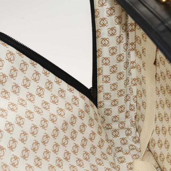 LOEWE Anagram Business Bag Leather 2way Black Gold Auth sw479