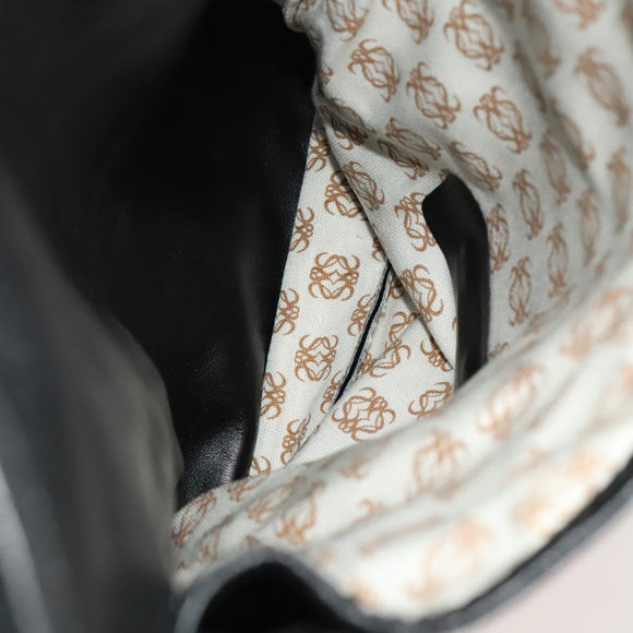 LOEWE Anagram Business Bag Leather 2way Black Gold Auth sw479